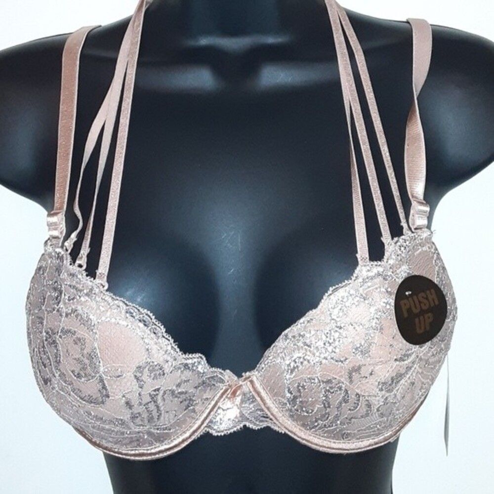 Youmita 34C Tuscany Metallic Lace Strappy Bra NWT
